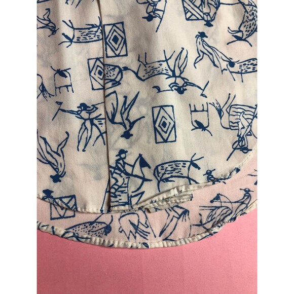 1960s JONATHAN HILL Design. BULL. Matador Print. Button Up Collared Shirt. XS-S - Picture 9 of 9